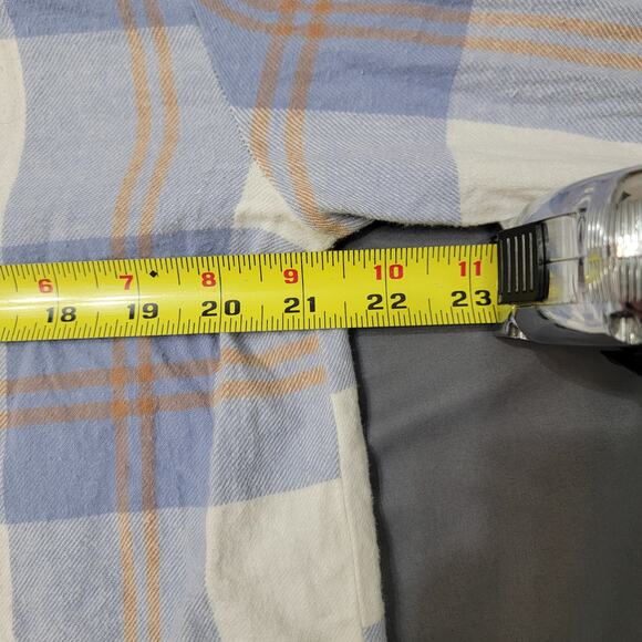 Jun & Ivy Blue White Plaid Button Down Shirt Frayed Hem Cotton Boho Casual Top - Picture 5 of 8